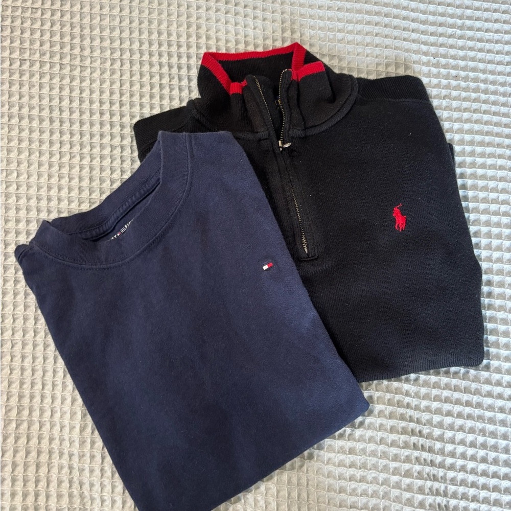 Ralph Lauren Half-Zip Sweatshirt & Hilfiger Tee